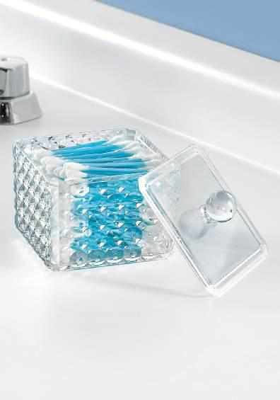 Organi Hisopos Glass Betterware - ¡Elegancia Cuadrada para tus Hisopos!