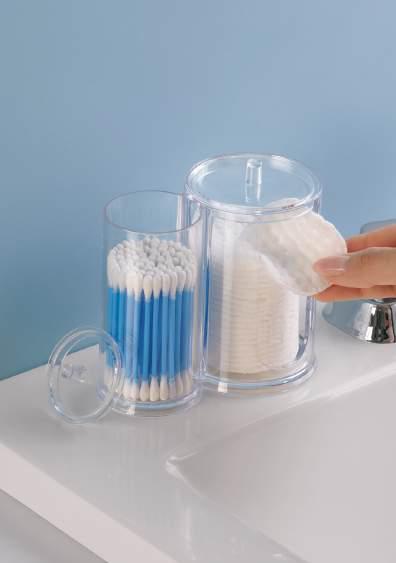 Organi Dúo Glass Betterware - ¡Organizador Transparente para Algodón e Hisopos!